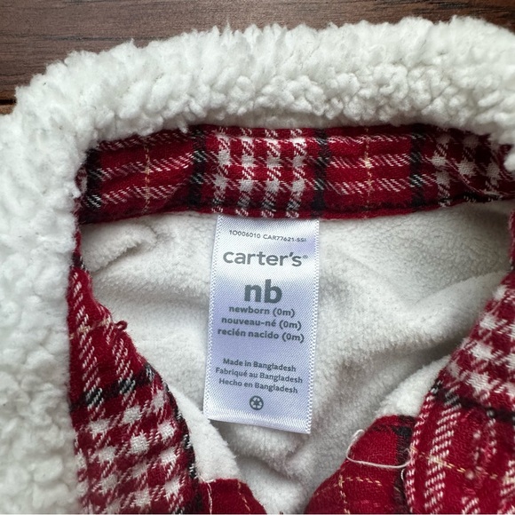 🍂Red Plaid Baby Jacket with Sherpa Collar - Picture 3 of 3